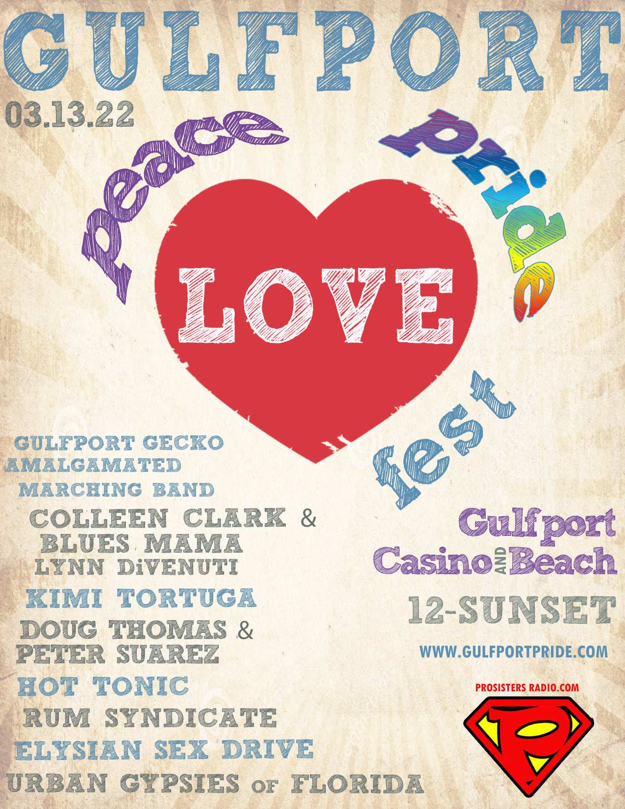 Gulfport Peace, Love & Pride Festival We'll be Back on the Beach to