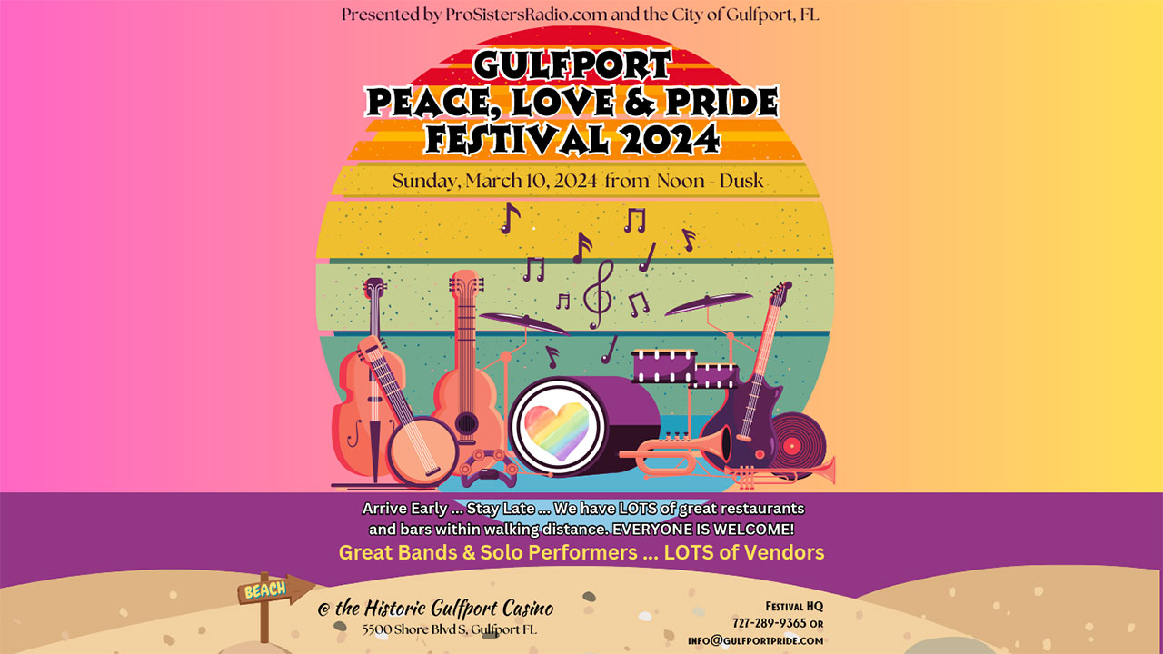Gulfport Peace, Love & Pride Festival We'll be Back on the Beach to